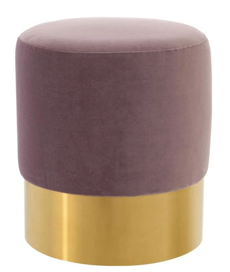 Casa Padrino Luxus Hocker Lila / Gold 40 x H. 45 cm - Hotel Möbel