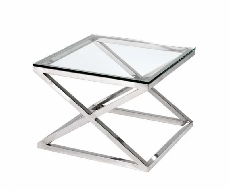 Casa Padrino Luxus Art Deco Designer Beistelltisch, polierter rostfreier Stahl, 65 x 65 x H. 49 cm