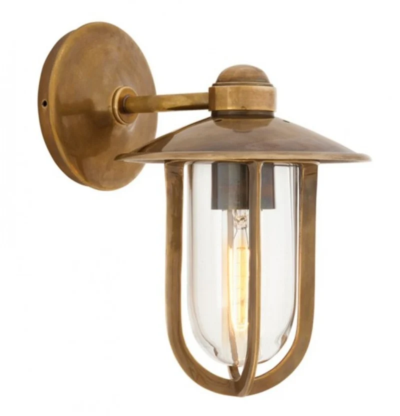 Casa Padrino Luxus Wandleuchte aus Messing und Glas - Goldfarben, 18 x 22,5 x 28 cm