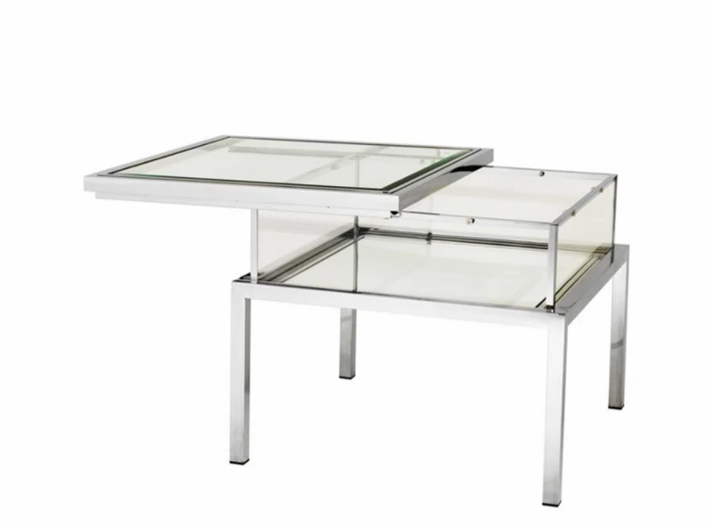 Casa Padrino Luxus Art Deco Designer Beistelltisch - Edelstahl und Spiegelglas - 65 x 65 x H. 55,5 cm