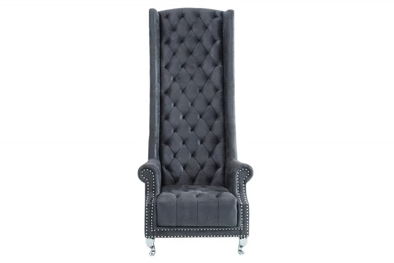 Casa Padrino Barock Thron Sessel antik grau - Thron Stuhl