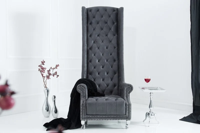 Casa Padrino Barock Thron Sessel antik grau - Thron Stuhl