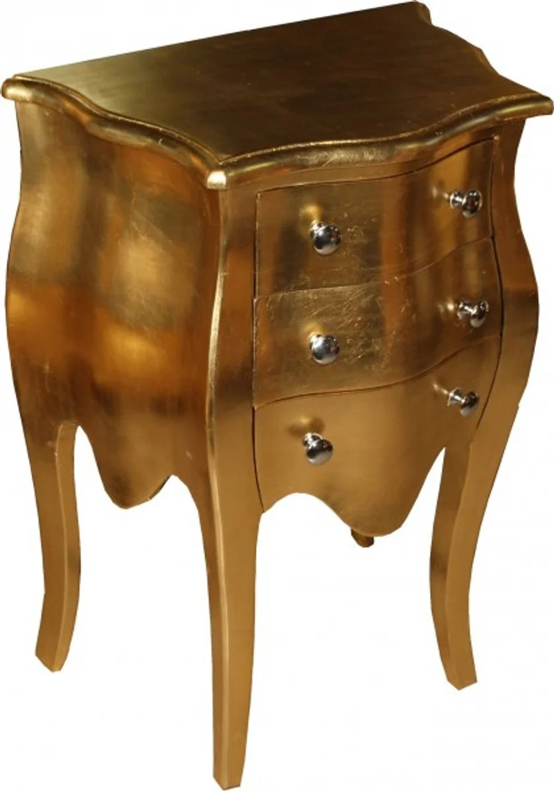 Casa Padrino Barock Kommode Gold 50 x 35 x 70 cm - Nachttisch im Antik Stil mit 3 Schubladen