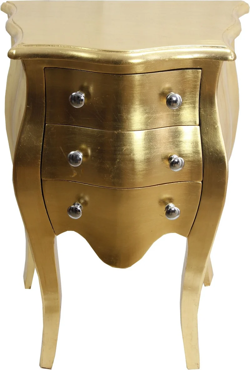 Casa Padrino Barock Kommode Gold 50 x 35 x 70 cm - Nachttisch im Antik Stil mit 3 Schubladen