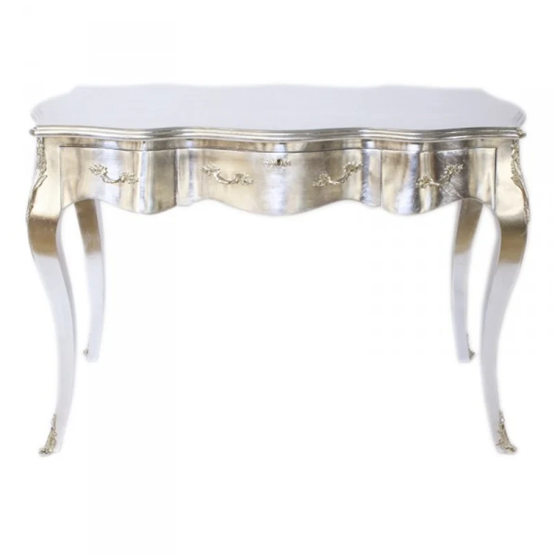 Casa Padrino Barock Schreibtisch Sekretär Konsole Silber 120 x 60 x H 80 cm