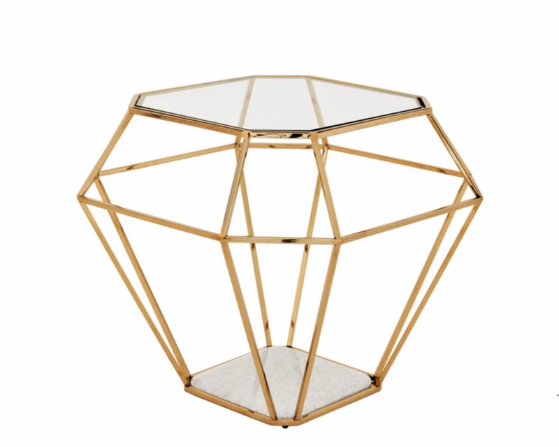 Casa Padrino Luxus Art Deco Designer Beistelltisch Gold mit weißer Marmorplatte - 65 x 65 x H. 56 cm