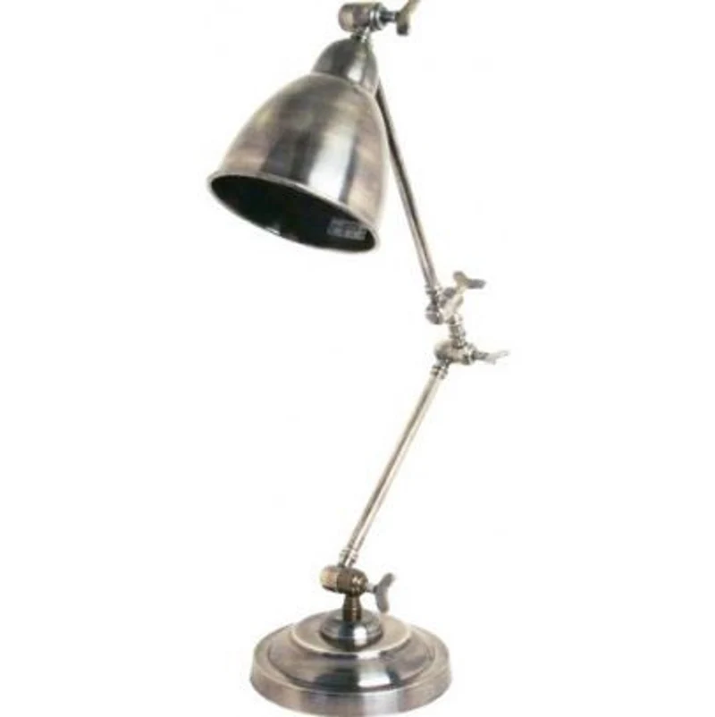 Casa Padrino Tischleuchte Antik Silber 11 x H 50 cm – Elegante Büroleuchte und Schreibtischleuchte in edlem Design