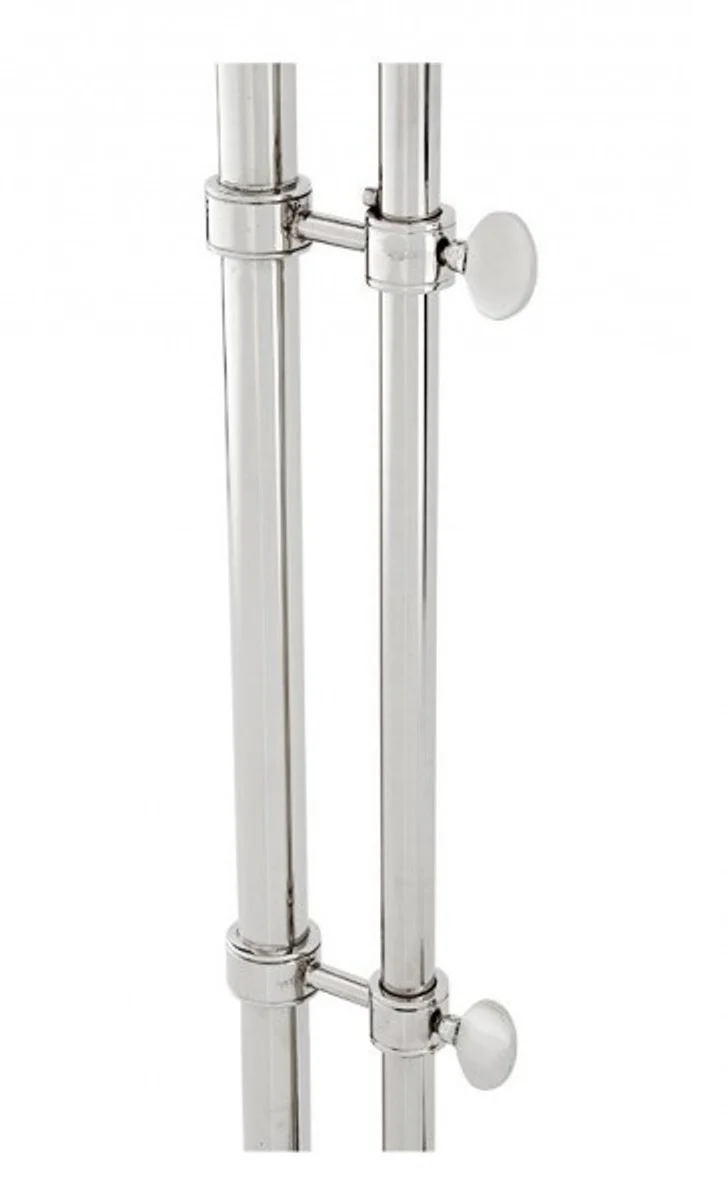 Casa Padrino Luxus Stehleuchte Nickel im modernen Design, Höhe 161-187 cm, Durchmesser 23 cm, Lampenschirm Weiß