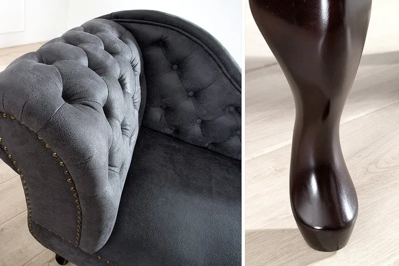 Chesterfield Recamiere / Chaiselongue Antikgrau aus dem Hause Casa Padrino - Wohnzimmer Chaiselongue