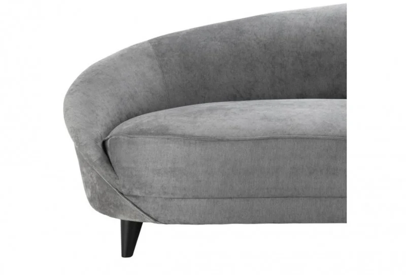 Casa Padrino Luxus Sofa gebogen in Hellgrau mit schwarzen Beinen - 245 x 87 x 79 cm