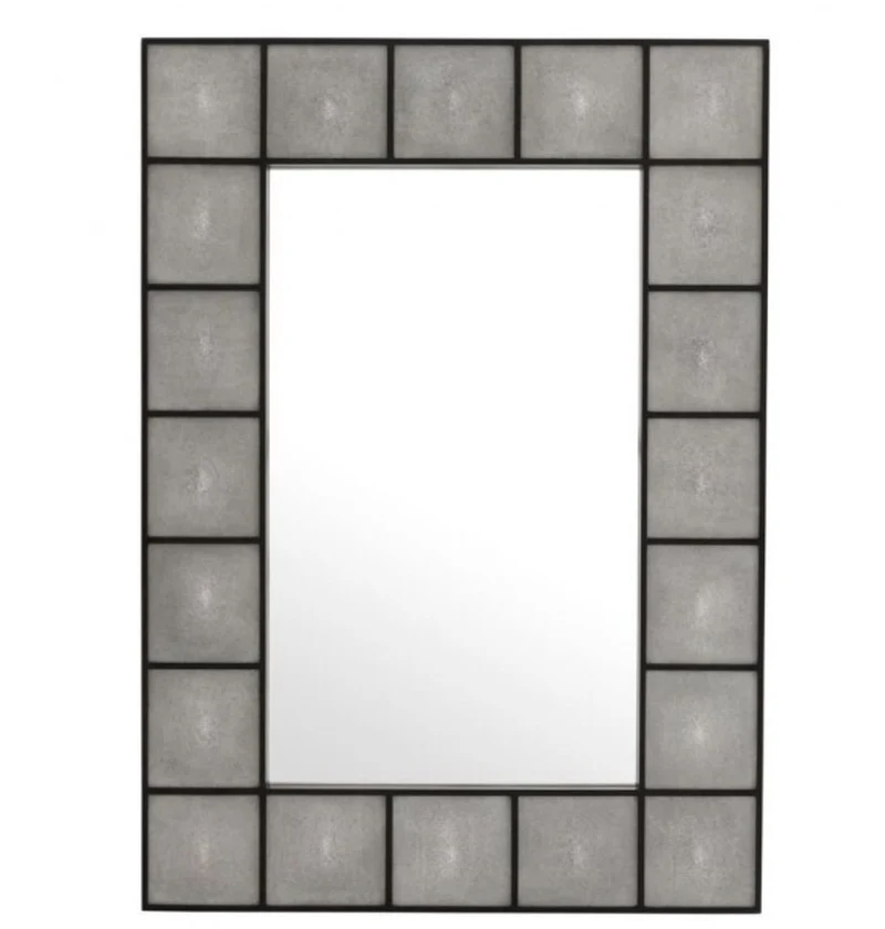 Casa Padrino Designer Luxus Wandspiegel aus Mahagoni Holz, Grau / Schwarz, 100 x 140 cm