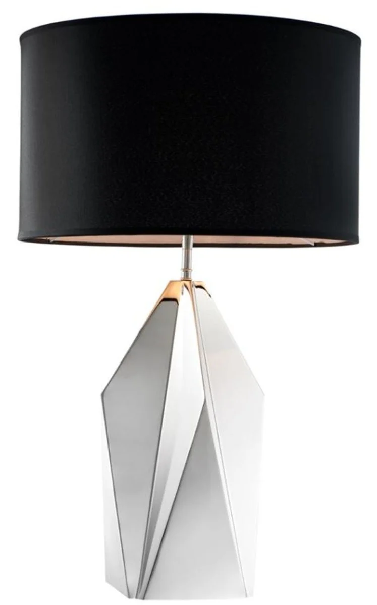 Casa Padrino Designer Tischleuchte Nickel Finish - Luxus Kollektion