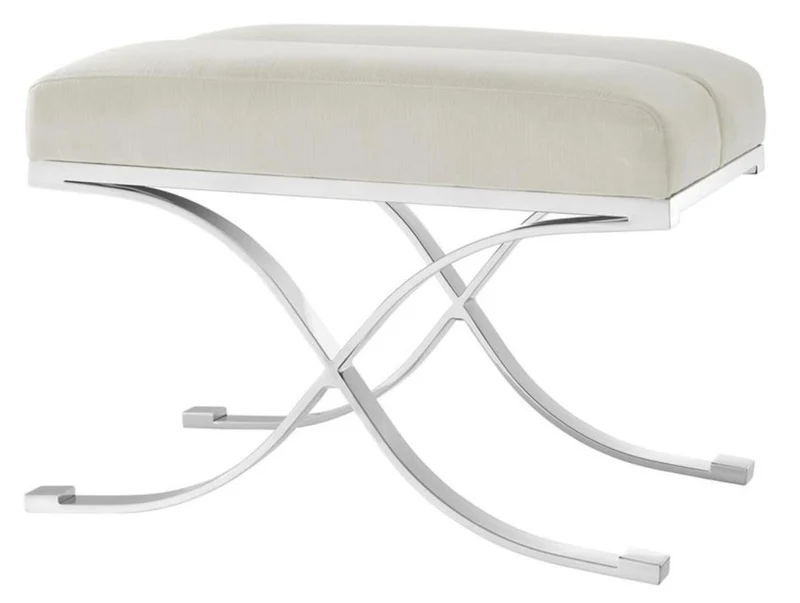 Casa Padrino Luxus Hocker Hellgrau 69 x 42 x H. 51 cm - Designermöbel