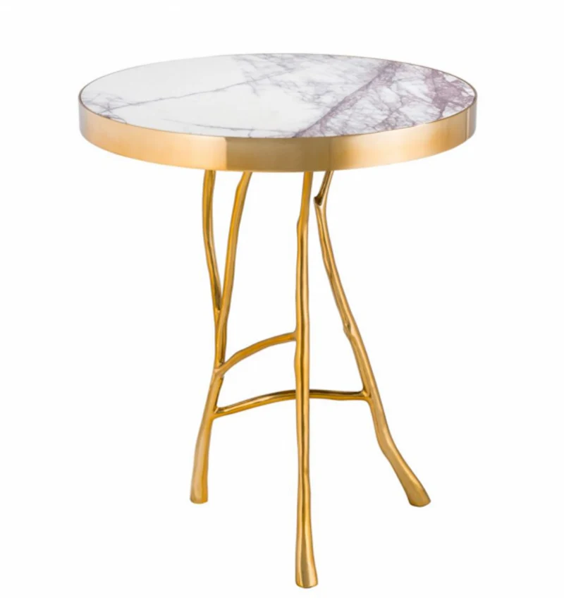 Casa Padrino Luxus Art Deco Designer Beistelltisch Gold mit weißer Marmorplatte 50 x H 58 cm