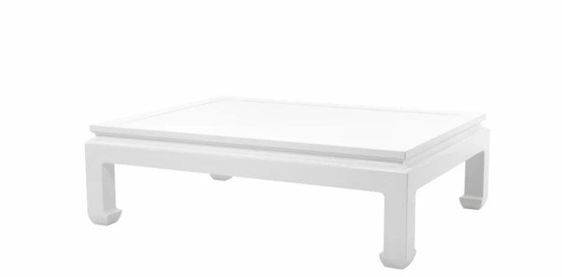 Casa Padrino Luxus Art Deco Designer Couchtisch aus Mahagoni Holz in Piano Weiß - 160 x 120 x H. 49 cm