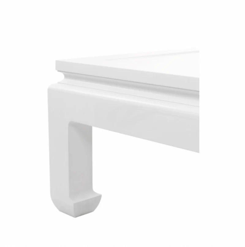 Casa Padrino Luxus Art Deco Designer Couchtisch aus Mahagoni Holz in Piano Weiß - 160 x 120 x H. 49 cm