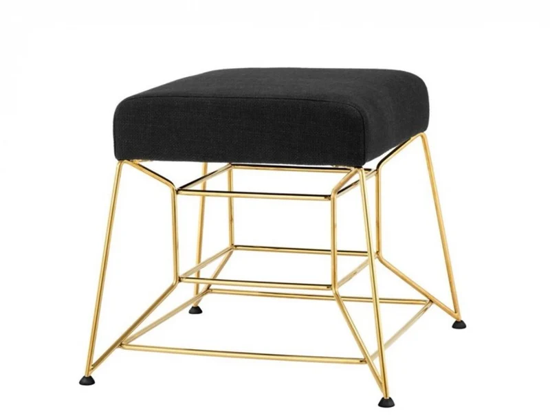 Casa Padrino Luxus Sitz Hocker Gold Finish und Panama Schwarz 52 x 52 x H. 46 cm