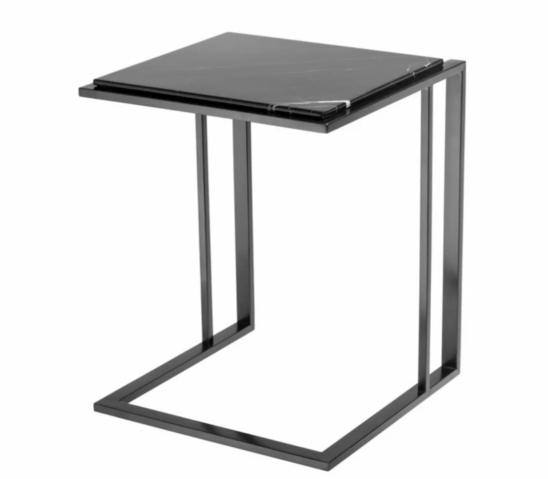 Casa Padrino Luxus Art Deco Designer Beistelltisch in Bronze mit schwarzer Marmorplatte, 45 x 45 x H. 58 cm