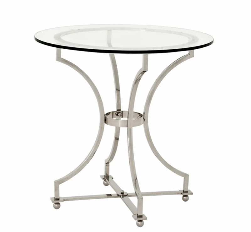 Casa Padrino Luxus Art Deco Designer Beistelltisch - Polierter rostfreier Stahl und Glas - 75 x H. 74 cm