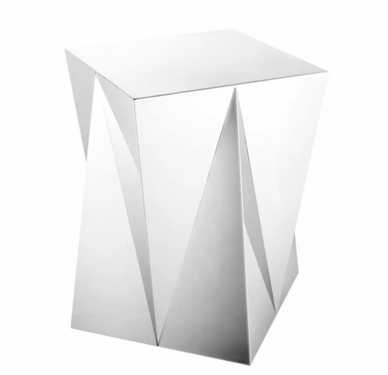 Casa Padrino Luxus Art Deco Designer Beistelltisch - Polierter rostfreier Stahl - 44 x 44 x H. 45 cm