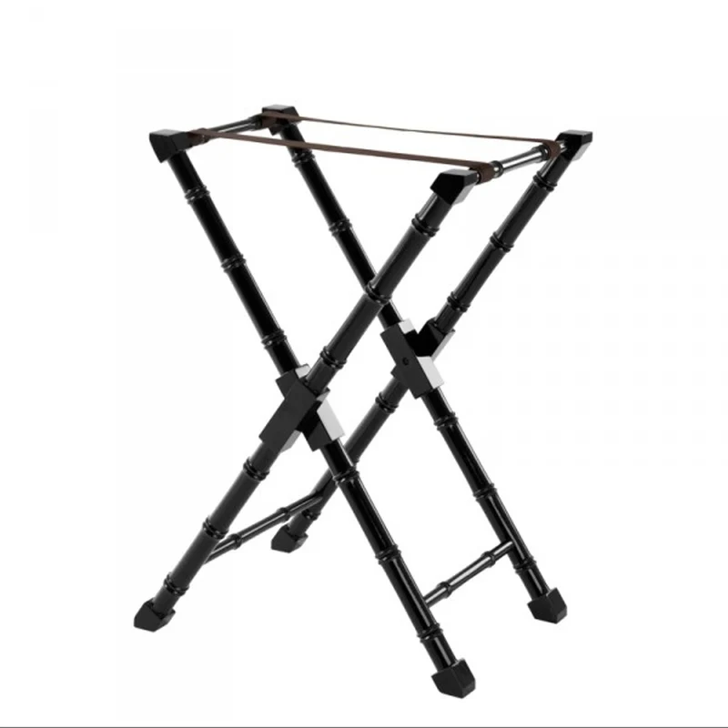 Casa Padrino Luxus Bartisch im Bambus Design Schwarz Hochglanz mit abnehmbarem Tablett 84 x 60 x H. 89,5 cm