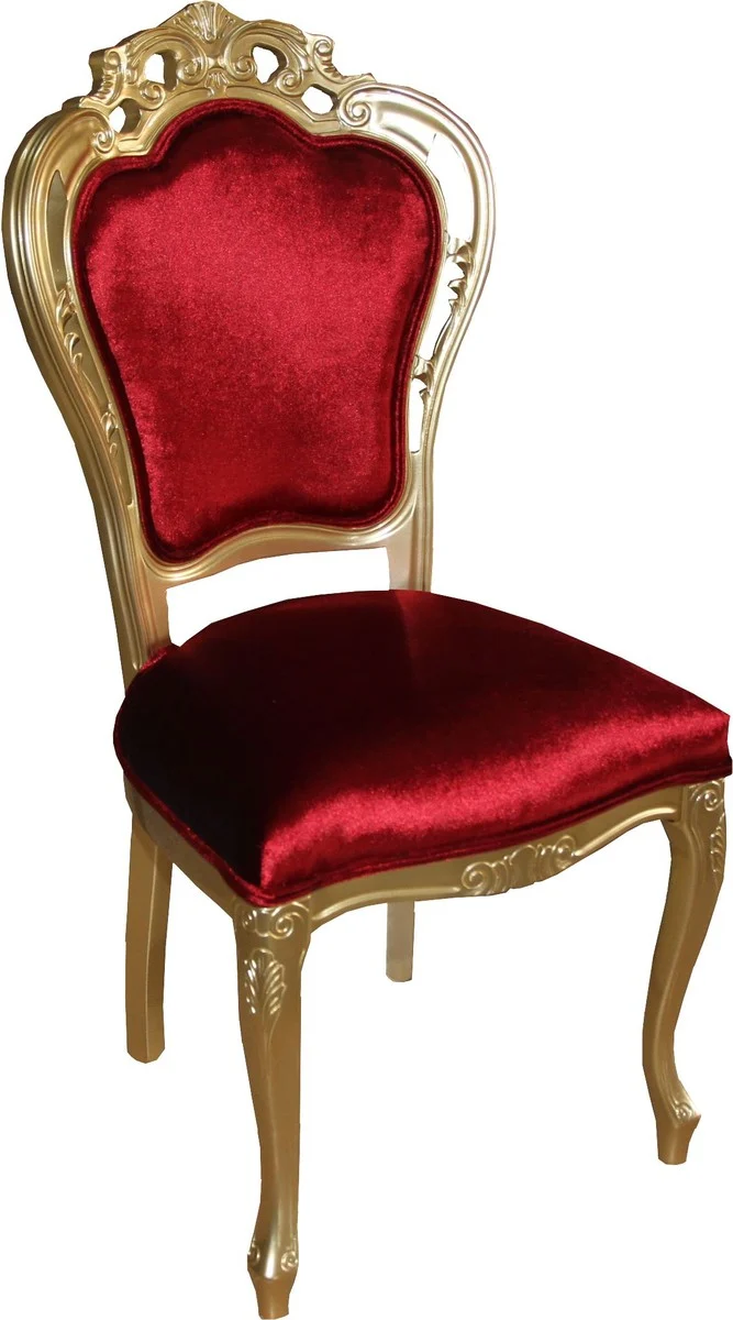 Casa Padrino Barock Luxus Esszimmer Set Bordeaux/Gold - Esstisch + 6 Stühle - Möbel Antik Stil - Luxus Qualität - Limited Edition