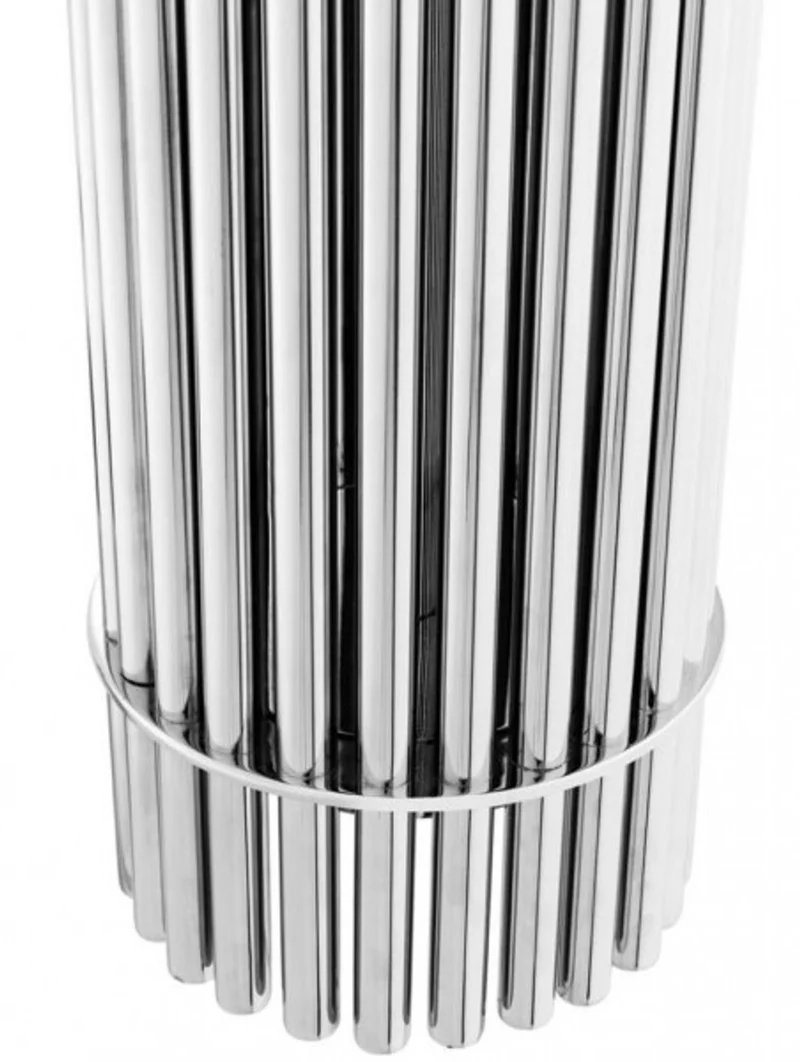 Casa Padrino Luxus Tischleuchte im edlen Nickel Design, Höhe 96,5 cm, Durchmesser 19,5 cm, inkl. schwarzem Lampenschirm