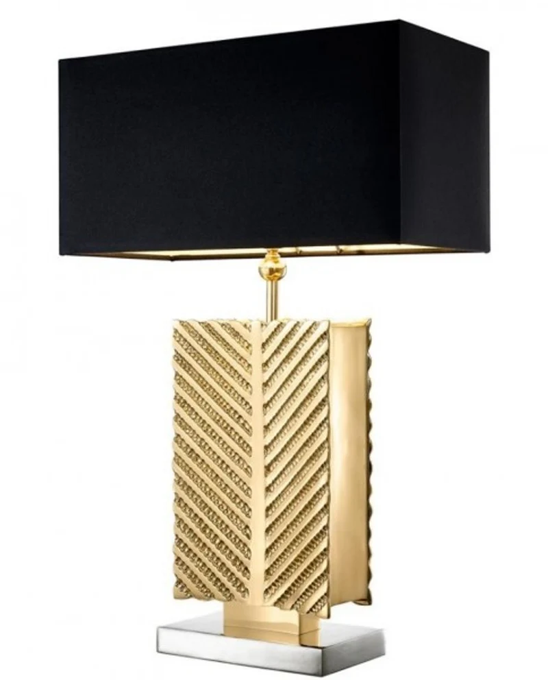 Casa Padrino Luxus Tischleuchte Messing poliert / Nickel 21 x 40 x H 61,5 cm - Elegante Hotel Leuchte