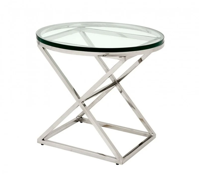 Casa Padrino Luxus Art Deco Designer Beistelltisch - Edelstahl & Glas, 59 x H. 54 cm