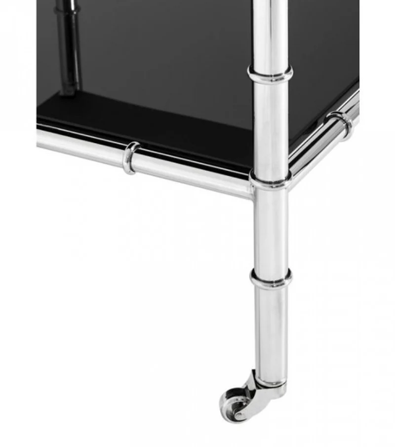 Casa Padrino Luxus Art Deco Beistelltisch mit Marmor und Rauchglas, polierter Stahl, 50 x 50 x H. 60 cm