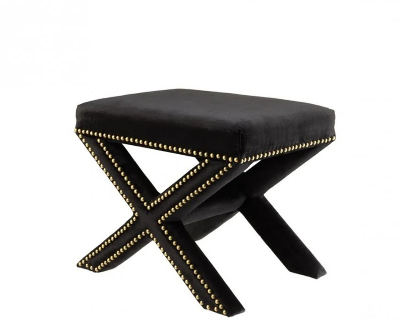 Casa Padrino Luxus Hocker Schwarz 51 x 37 x H. 42 cm - Luxus Kollektion