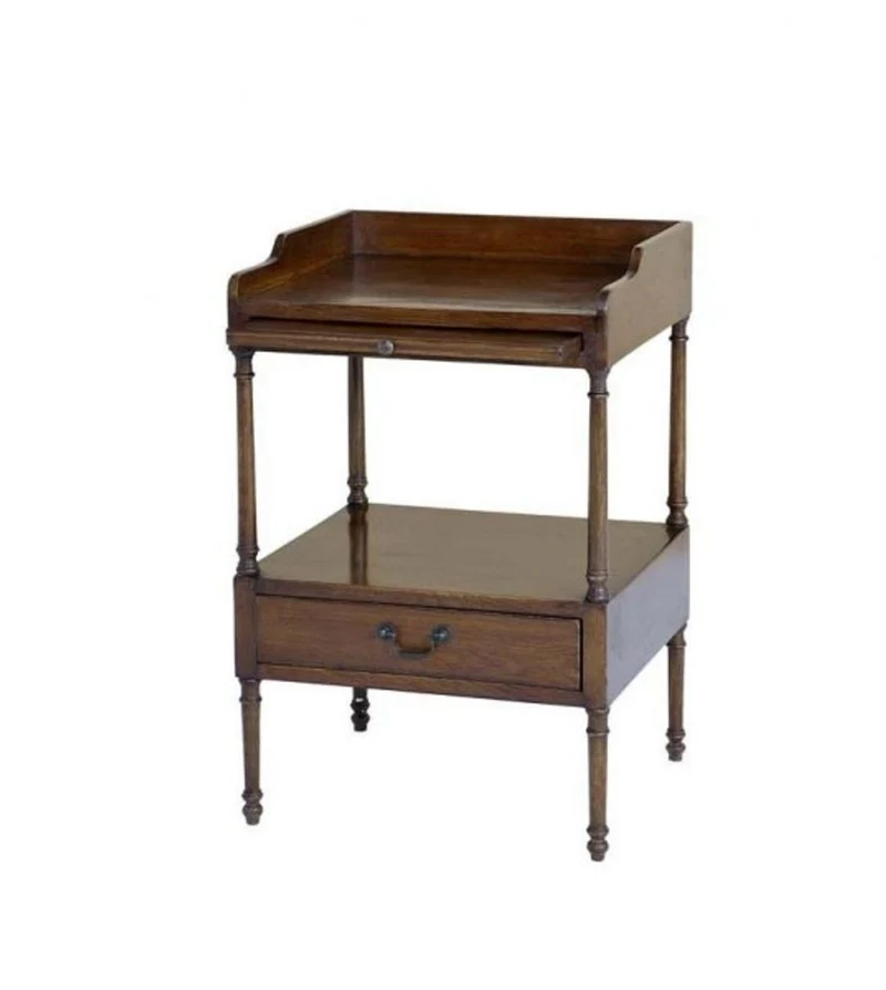 Casa Padrino Luxus Art Deco Designer Beistelltisch Eichenholz Antik Eiche / Antik Messing 48 x 42 x H. 73 cm
