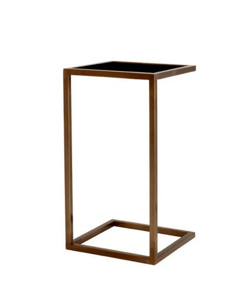 Casa Padrino Luxus Art Deco Beistelltisch - Antik Messing, Schwarzes Glas, 33 x 33 x H. 60 cm