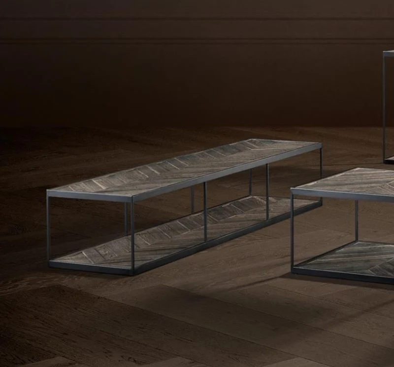 Casa Padrino Luxus Couchtisch aus verzinktem Stahl und verwittertem Eichenholz - Designer Wohnzimmertisch
