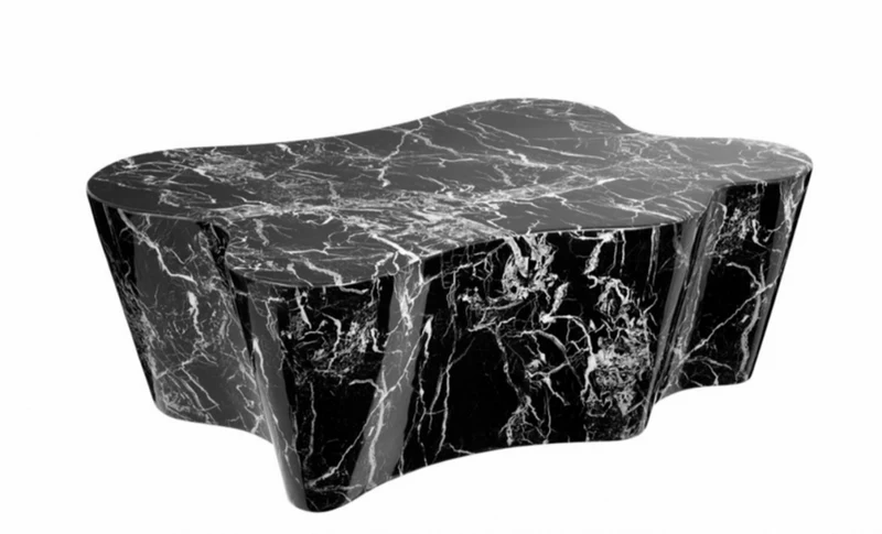 Casa Padrino Art Deco Luxus Couchtisch in schwarzem Kunstmarmor, 116 x 76 x H. 38 cm