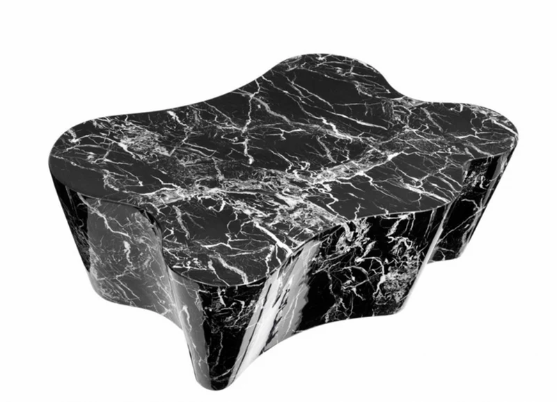 Casa Padrino Art Deco Luxus Couchtisch in schwarzem Kunstmarmor, 116 x 76 x H. 38 cm