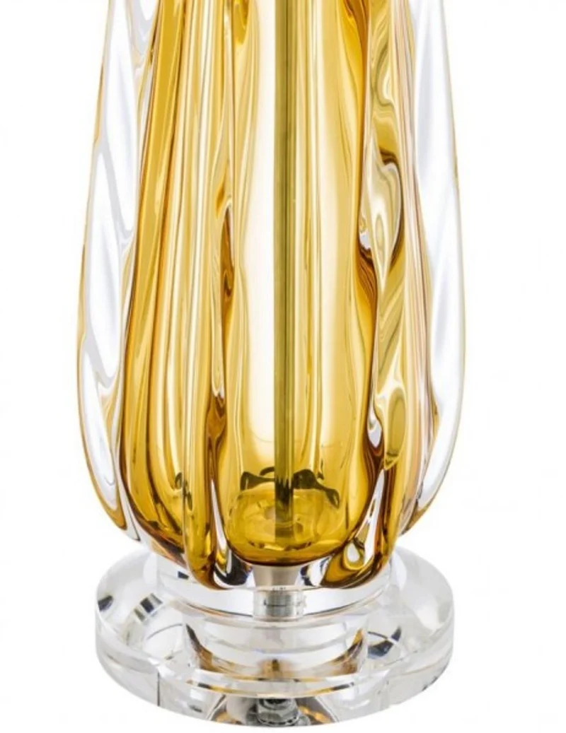 Casa Padrino Luxus Tischleuchte in Gelb und Gold - 75,5 cm Höhe - Elegante Designleuchte für gehobene Wohnräume
