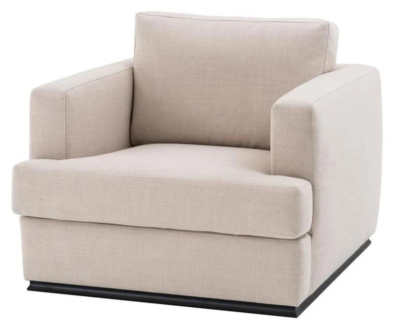 Casa Padrino Sessel Naturfarbig 96 x 103 x H. 86 cm - Luxus Qualität
