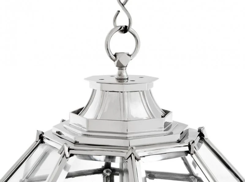 Casa Padrino Luxus Laterne - Luxus Nickel Hängeleuchte, Durchmesser 60 x H 85 cm