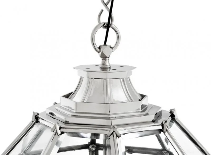 Casa Padrino Luxus Laterne - Luxus Nickel Hängeleuchte, Durchmesser 60 x H 85 cm