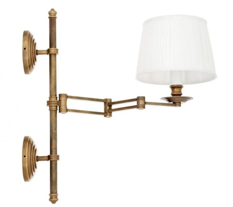 Casa Padrino Luxus Wandleuchte Messing mit Schwenkarm - 21,5 x 37-50 x 51 cm